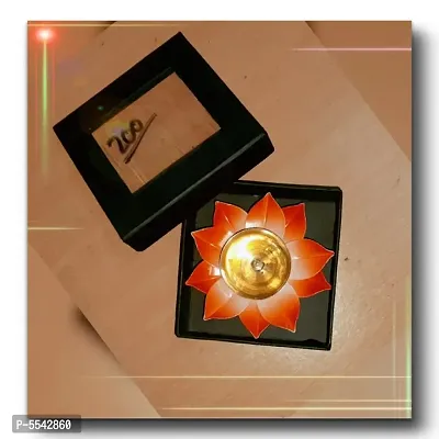 Iron And Brass Kamal Ptta Orange Color Akhand Diya With Fancy Gift Boxnbsp;4 Inch Pack Of 1