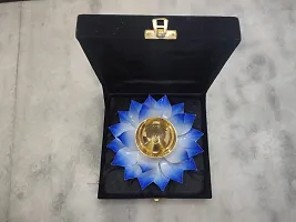 Iron And Brass Kamal Ptta Blue Color Akhand Diya With Velvet Gift Boxnbsp;6 Inch Pack Of 1-thumb2