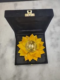 Iron And Brass Kamal Ptta Yellow Color Akhand Diya With Velvet Gift Boxnbsp;6 Inch Pack Of 1-thumb2