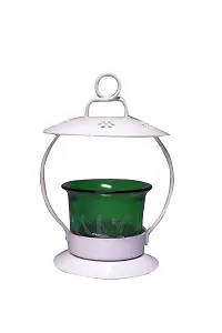 Heaven Decor Decorative Green Glass Cup Tealight Candle Holder Hanging and Table Top/ Iron Votive, Festive Lights for Decoration, Diwali Christmas 5.3 Inch-thumb1