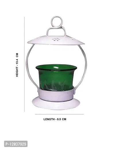 Heaven Decor Decorative Green Glass Cup Tealight Candle Holder Hanging and Table Top/ Iron Votive, Festive Lights for Decoration, Diwali Christmas 5.3 Inch-thumb3