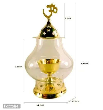 Brass Gold Akhand Diya Big Oil Puja Lamp 6.4 Inch-thumb1