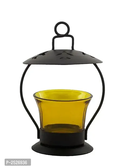 Yellow Glass Tealight Candle Holder