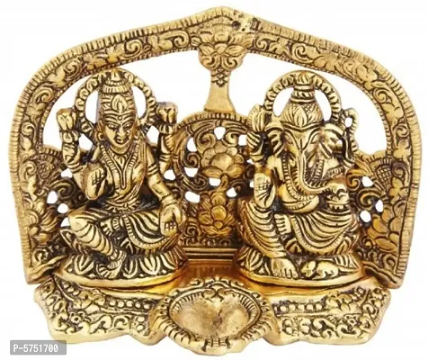 Heaven Decor Laxmi Ganesh God Idol Decorative Murti With Diya-thumb0