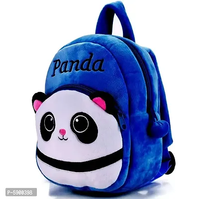 Heaven Decor Panda Velvet Soft Plus Kidds School Bag Nursury class to 5 ( Size - 14 inch ) (color - blue )