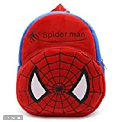 Heaven Decor Spider man Soft Velvet Kids School Bag Nursury Class To 5 ( Size - 14 inch ) ( Color - red )-thumb0