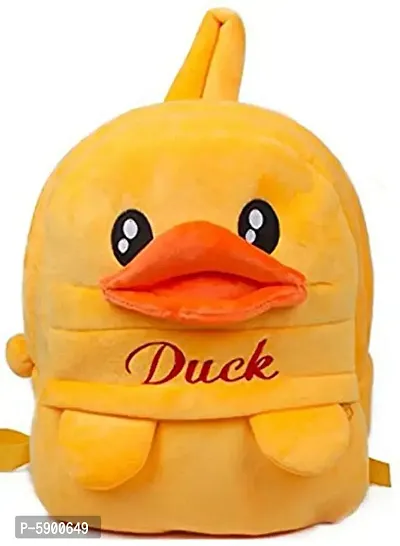 Heaven Decor Duck Soft Velvet Kids School Bag Nursury Class To 5 ( Size - 14 inch ) ( Color - Yellow )-thumb0