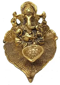 heaven deacute;cor leaf ganesh god idol decorative murti with diya-thumb1