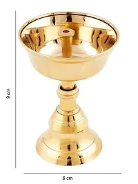 Heaven decor Pure Brass Akhand Jyothi&nbsp;Pyali diya with Stand for Home Office Temple Decor Brass Table Diya-thumb1