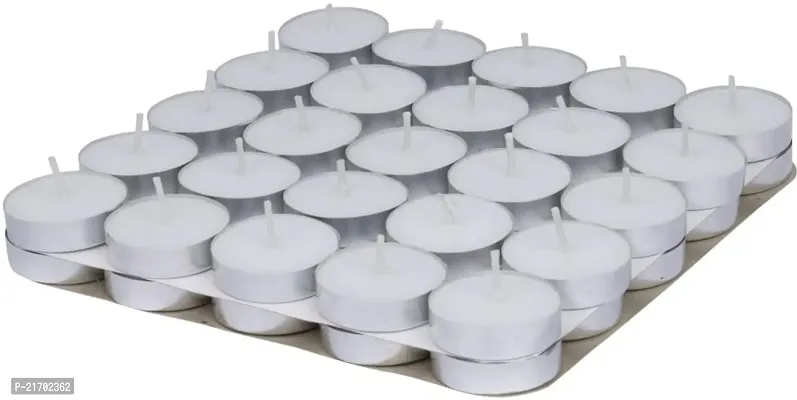 Heaven Decor 1.5-2 Hrs Burning White Unscented Tealight Candles Pack Of 50-thumb2
