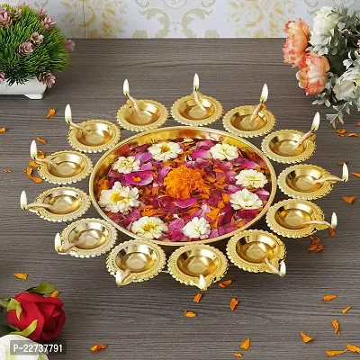 Heaven Decor Urli Diya Shape Puja Urli Bowl for Home Decor Floating Flowers Decorative and Diwali Decoration Handcrafted 12 inch-thumb3