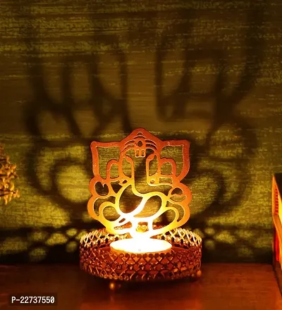 Heaven Decor Shadow Ganesh Shape Metal Tealight Candle Holder