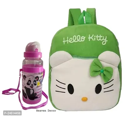Heaven Decor Green Hello Kitty Upto 5 Year Old Kids with Free Water Bottle-thumb0