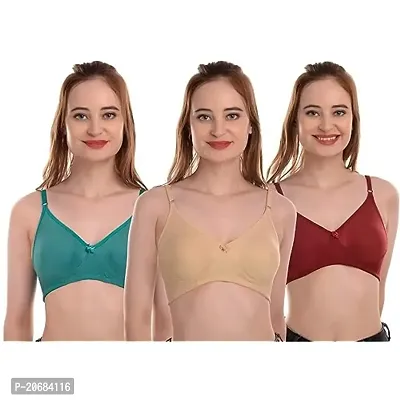 Buy Women's Cotton Non-Padded Front Open Bra (Pack of 3) at