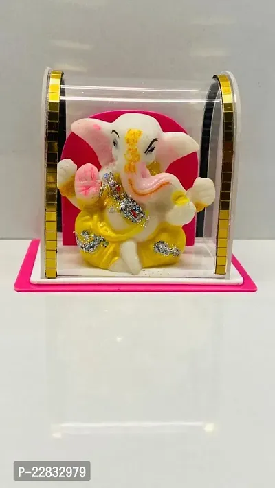 Ganesha Idol In Glass Box | Ganpati Car Dashboard |Ganpati Idol Showpiece-thumb0