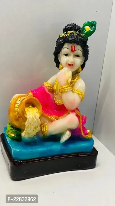 Marble Krishna Idol Makhanchor, Laddo Gopal Murti Car Dashboard, Religious Gift For Office, Home Decor, Temple, Spiritual Decorative Showpiece