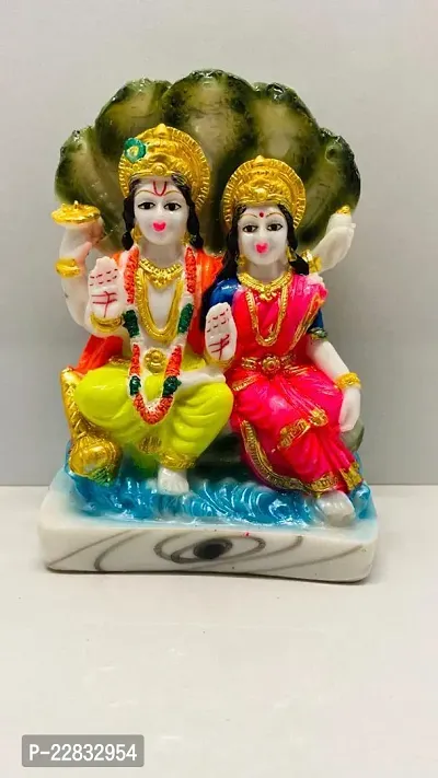 Handmade Marble God Vishnu And Goddess Laxmi Idol Statue - Religious Hindu God Figurine - Decortive Showpiece For Home Office And Mandir