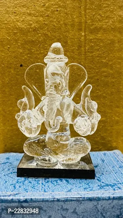 God Ganesh Statue (Murti) Idol Showpiece Handmade Crystal Glass For Worship, Decoration, Car Dashboard-thumb0