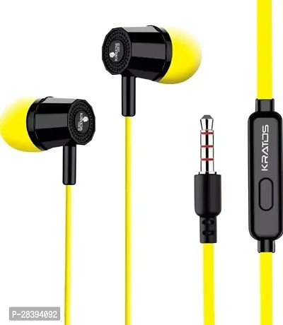 Stylish Yellow Headphones Wired - 3.5 MM Single Pin Headphones-thumb0