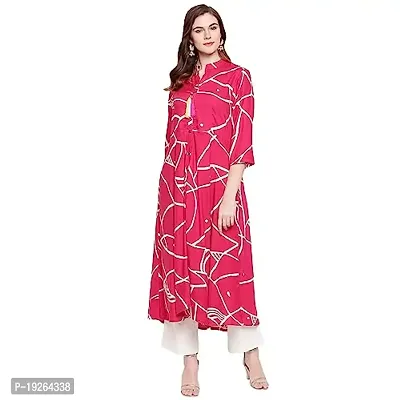 Ammi Jaan Printed Flared Rayon Kurta-thumb0