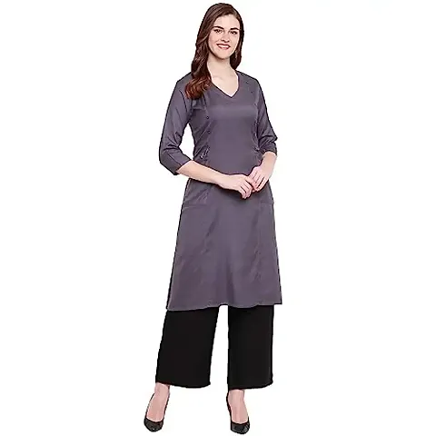 Ammi Jaan Solid A-line Double Pocket Stylish Rayon Kurta