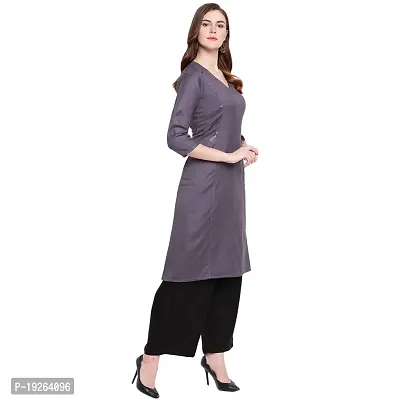 Ammi Jaan Solid A-line Double Pocket Stylish Rayon Kurta-thumb3