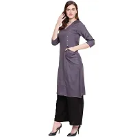 Ammi Jaan Solid A-line Double Pocket Stylish Rayon Kurta-thumb3