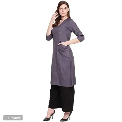 Ammi Jaan Solid A-line Double Pocket Stylish Rayon Kurta-thumb4