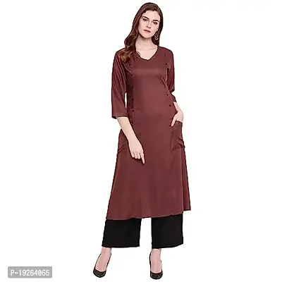 Ammi Jaan Solid A-line Double Pocket Stylish Rayon Kurta