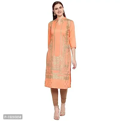 Ammi Jaan Printed Orange Straight Fit Stylish Rayon Kurta