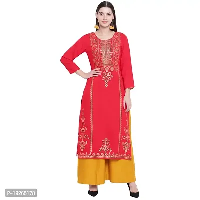 Ammi Jaan Printed Straight Fit Stylish Rayon Kurta-thumb0