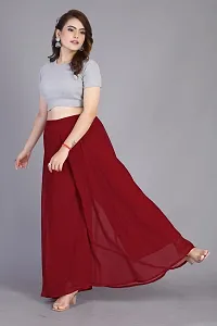 K More Creation Women's Georgette Relaxed Fit Casual Heavy Flared Fashionable and Trendy Sharara Free Size Color: Maroon-thumb2