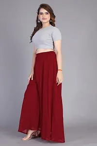 K More Creation Women's Georgette Relaxed Fit Casual Heavy Flared Fashionable and Trendy Sharara Free Size Color: Maroon-thumb3