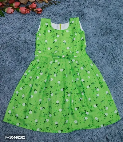 GREEN STYLISH FLOWSOME  ROUND NECK FOR GIRLS FROCK-thumb0