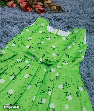 GREEN STYLISH FLOWSOME  ROUND NECK FOR GIRLS FROCK-thumb2