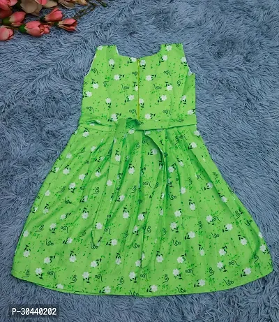 GREEN STYLISH FLOWSOME  ROUND NECK FOR GIRLS FROCK-thumb3