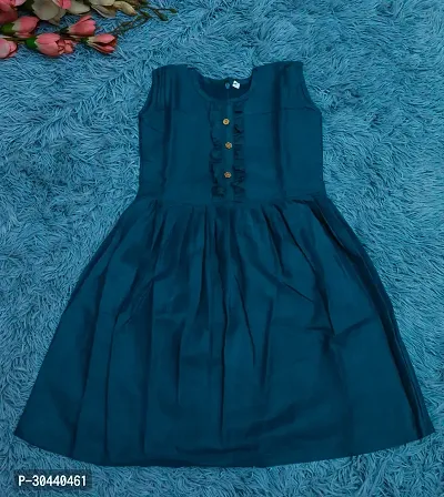 Trendy New Blue Plain Design Girls Frock