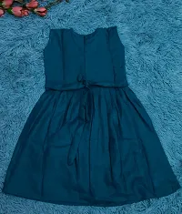 Trendy New Blue Plain Design Girls Frock-thumb2