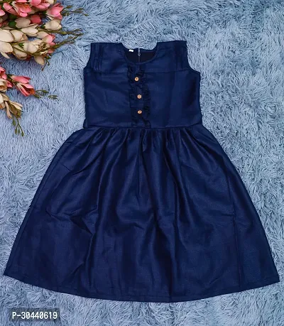 Navy Blue Colour Sleeveless Girls Frock