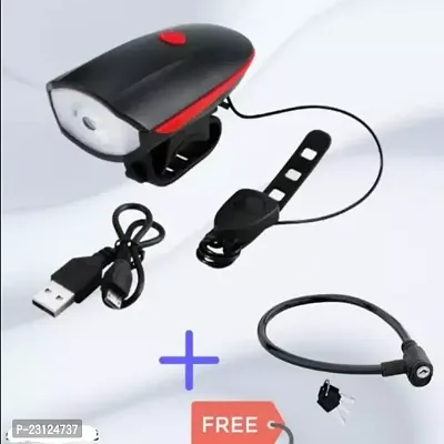 Enhanced Safety: Rechargeable Bike Horn and Light 140 DB with Super Bright 250 Lumen Light | 3 Modes With Free Cable Lock