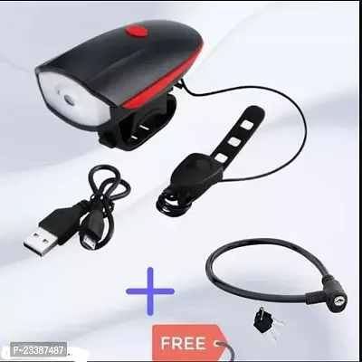 Enhanced Safety: Rechargeable Bike Horn and Light 140 DB with Super Bright 250 Lumen Light | 3 Modes With Free Cable Lock-thumb0