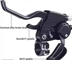 Premium 3 x 7 Speed Gear Shifter Brake Lever for Bicycle Disk Brakes - Black Finish with Free High Sound Cycle Horn-thumb2