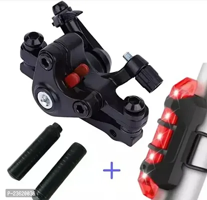 Cycle Disc Brake Caliper - Front/Rear MTB Bike Brake Parts | Mechanical Brake Calipers for Disc Brake with Brake Pads (Rear 160) with free chargeble red color back light and free 2 Piece of black colo-thumb0