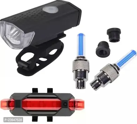 Combo Bicycle LED USB Rechargeable Head Light and back light with Tyre Valve Light-thumb0