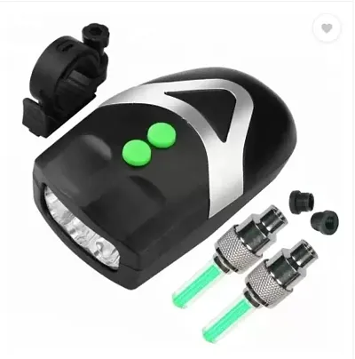 Buy Bicycle 3 LED Headlight Horn Hooter with 2pc Wheel Valve