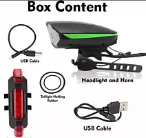 BLACKBELL Cycle Headlight with Horn and Red Taillight USB Rechargeable (Combo) (Pack of 1 Front Light and 1 Taillight)-thumb1