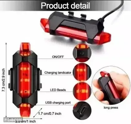 BLACKBELL Cycle Headlight with Horn and Red Taillight USB Rechargeable (Combo) (Pack of 1 Front Light and 1 Taillight)-thumb3