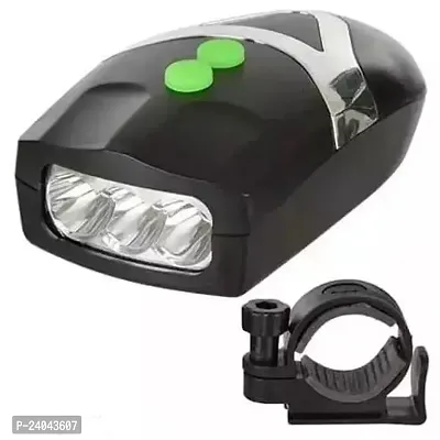 HAPPYRIDER Cycle Front Light (3 modes) + Bell Horn Siren Hooter LED Front Light (Black)