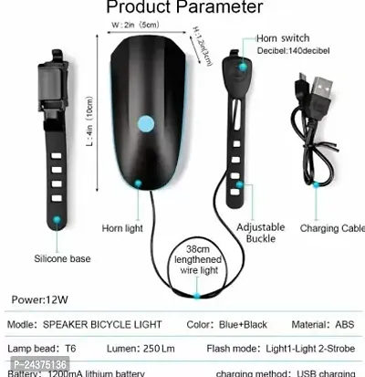 2 In 1 Rechargeable Bike Horn And Super Bright Light With 3 Modes Light And Bell LED Front Light  (Multicolours)-thumb2