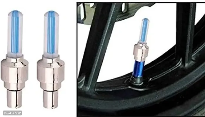 LED Tyre Valve Cap Light for Bike - Blue (Pack of 2) for TVS Apache RTR 160-thumb2